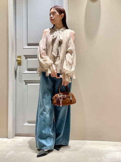 セール】【WEB限定カラー】ドレープボウタイシフォンブラウス（シャツ