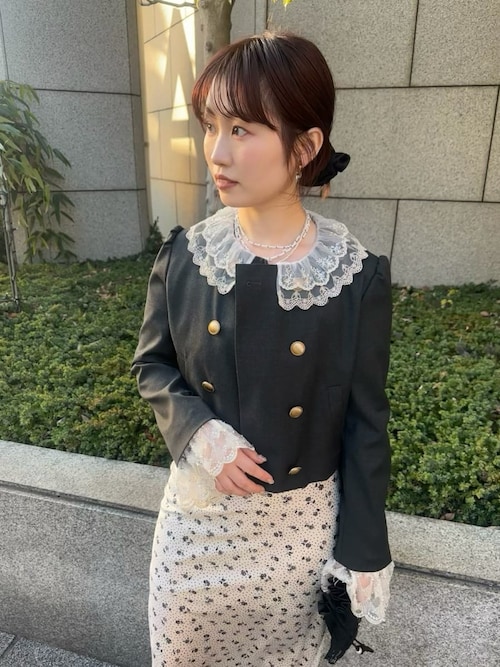 L.B CANDY STOCK]スカラップビジューアタッチドジャケット（テーラード