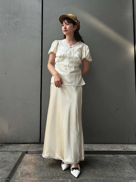「アイテム（ブラジャー、ホワイト系）」を使った、LILY BROWNさん（レディース・148cm）の夏コーディネート