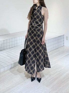 「LILY BROWN（リリーブラウン）のオンブレーバイアスネルワンピース（ワンピース、ブラウン系）」を使った、LILY BROWNさんの夏コーディネート