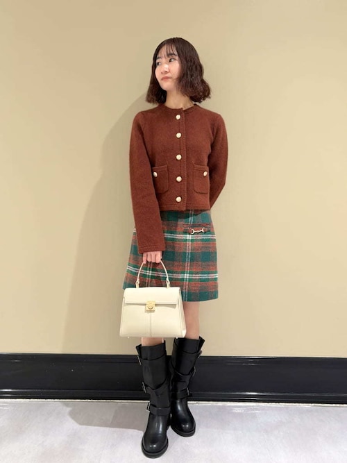 WEB限定カラー】金釦フォックスニットジャケット（ノーカラー