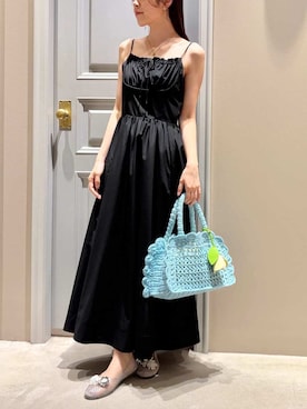 「アイテム（かごバッグ、ブルー系）」を使った、LILY BROWNさん（レディース・156cm）の夏コーディネート
