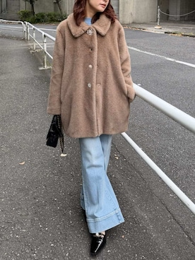 「LILY BROWN（リリーブラウン）の[L.B CANDY STOCK]ビジューリボンストラップミュール（パンプス）」を使った、LILY BROWNさん（レディース・152cm）の秋コーディネート