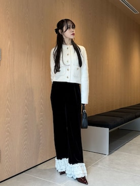 「アイテム（ノーカラージャケット）」を使った、LILY BROWNさん（レディース・160cm）の秋コーディネート