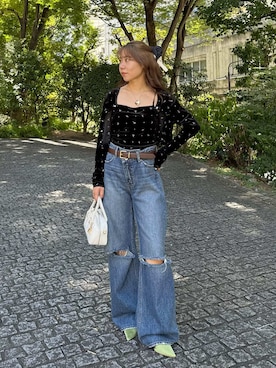 「アイテム（シュシュ）」を使った、LILY BROWNさん（レディース・152cm）の秋コーディネート