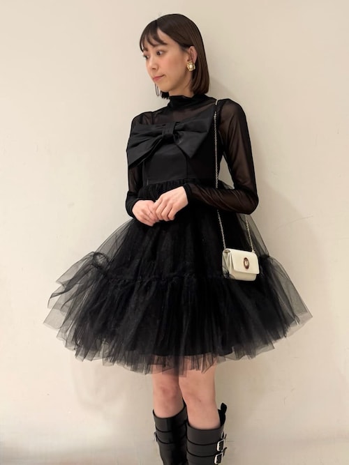 【定価1.6万】Lily Brown ストラップレス ブラックドレス レースドレス ミニスカート ふわふわ LILY BROWN Lingerie】マルチウェイライククロスストラップレスブラ