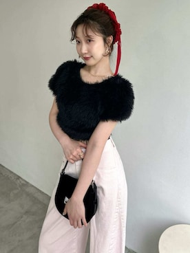 「アイテム（シュシュ）」を使った、LILY BROWNさん（レディース・161cm）の夏コーディネート