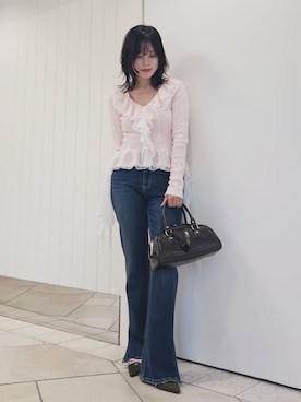 「アイテム（パンプス、グリーン系）」を使った、LILY BROWNさん（レディース・150cm）の秋コーディネート