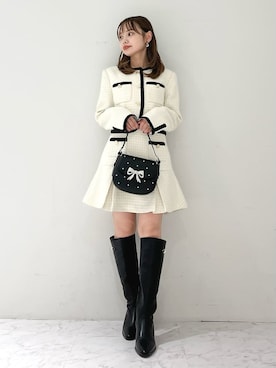 「アイテム（ノーカラージャケット）」を使った、LILY BROWNさん（レディース・148cm）の秋コーディネート