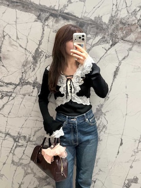 「LILY BROWN（リリーブラウン）のアイテム（デニムパンツ）」を使った、LILY BROWNさん（レディース・152cm）の秋コーディネート