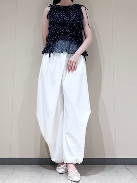 「LILY BROWN（リリーブラウン）のハートパンプス（パンプス、ホワイト系）」を使った、LILY BROWNさんの夏コーディネート