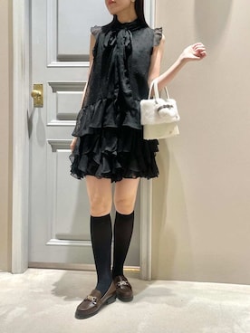「アイテム（ブローチ/コサージュ）」を使った、LILY BROWNさん（レディース・156cm）の夏コーディネート