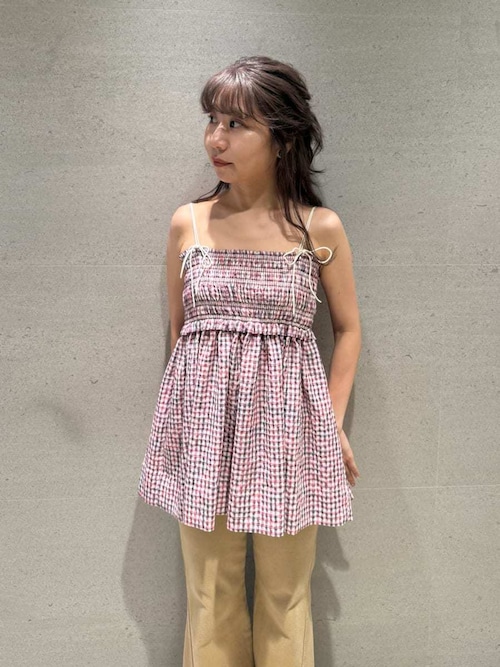 新品未使用LILY BROWN 3wayシャーリングペプラムトップス　グリーン 3wayシャーリングペプラムトップス(Tシャツ・カットソー