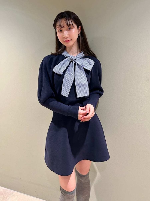 ボウタイニットセットアップ（ワンピース）｜LILY BROWN（リリー