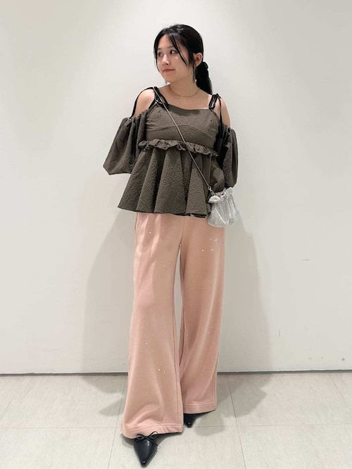 WEB限定00サイズ】ビジューワイドスウェットパンツ（スウェットパンツ