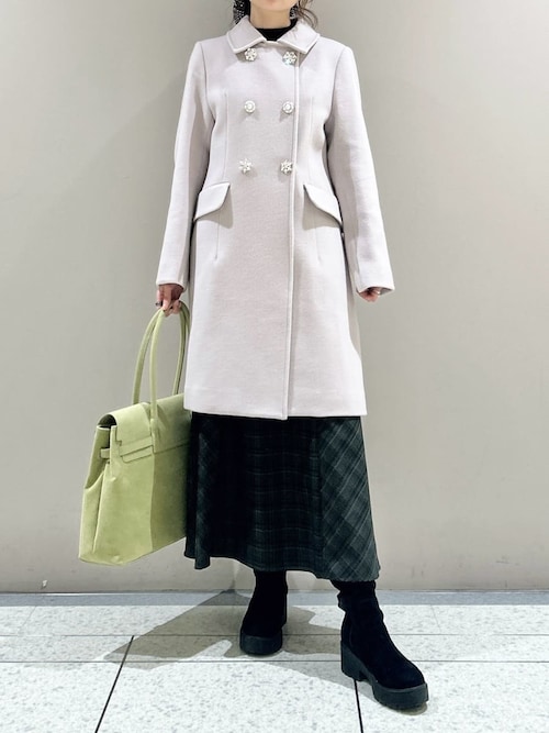 セール】[L.B CANDY STOCK]ダブルビジューミディコート（チェスター