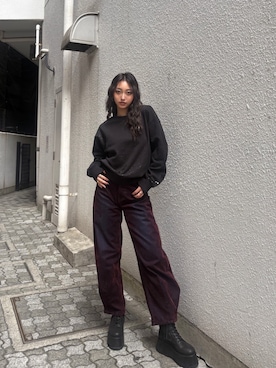 「MURUA（ムルーア）のアイテム（デニムパンツ）」を使った、SAKURAさん（レディース・165cm）の秋コーディネート