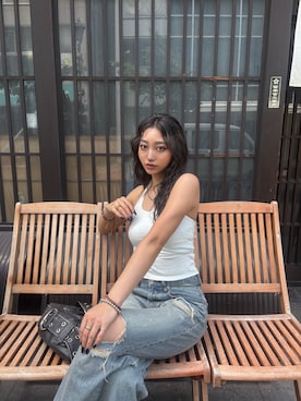 「MURUA（ムルーア）のアイテム（デニムパンツ）」を使った、SAKURAさん（レディース・165cm）の秋コーディネート