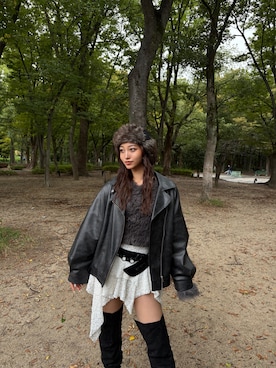 「MURUA（ムルーア）のアイテム（ブルゾン）」を使った、SAKURAさん（レディース・165cm）の秋コーディネート