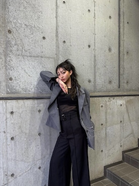 「MURUA（ムルーア）のアイテム（スラックス）」を使った、SAKURAさん（レディース・165cm）の秋コーディネート