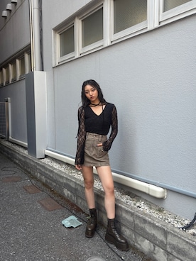 「MURUA（ムルーア）のアイテム（スカート）」を使った、SAKURAさん（レディース・165cm）の秋コーディネート