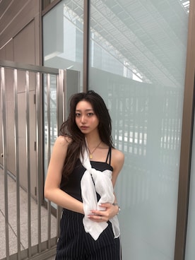 「MURUA（ムルーア）のアイテム（スラックス）」を使った、SAKURAさん（レディース・165cm）の夏コーディネート