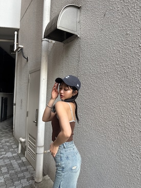 「NEW ERA（ニューエラ）の【MLB × New Era × MURUA】ステッチCAP（キャップ、ブルー系）」を使った、SAKURAさん（レディース・165cm）の春コーディネート