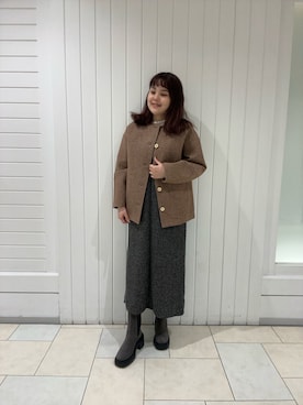 「アイテム（ジャンパースカート）」を使った、Marinさん（レディース・163cm）の冬コーディネート