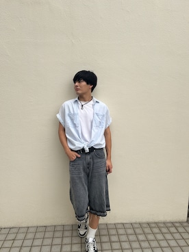 「PUMA（プーマ）の《PUMA》リバウンド V6 ロウ CV（スニーカー）」を使った、nichikaさん（メンズ・178cm・10代）の夏コーディネート