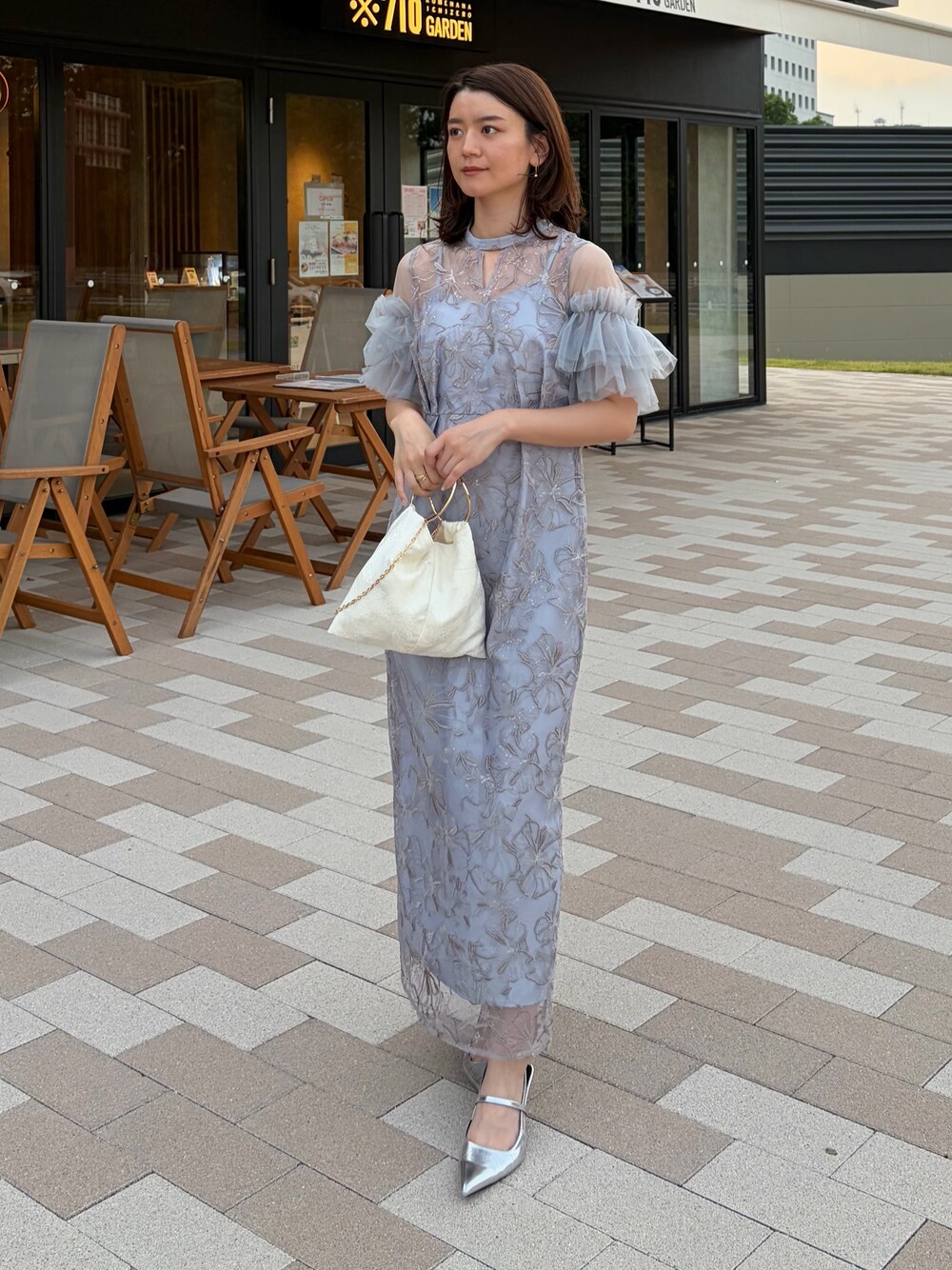 チュールドレープスパンコールドレス / tulle drape spangle dressを 
