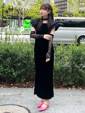 「アイテム（アームカバー）」を使った、ANDRESD EC事業部さん（レディース・160cm）の秋コーディネート