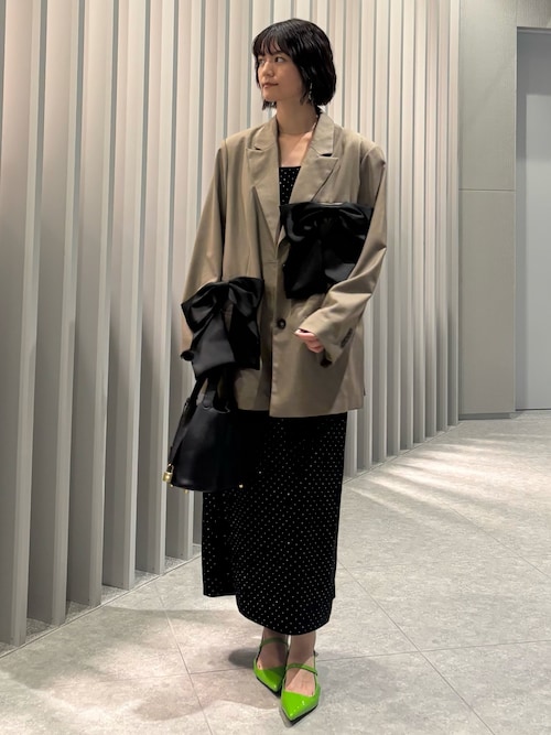 カーヴドスクエアベロアドレス / curved square velour dress