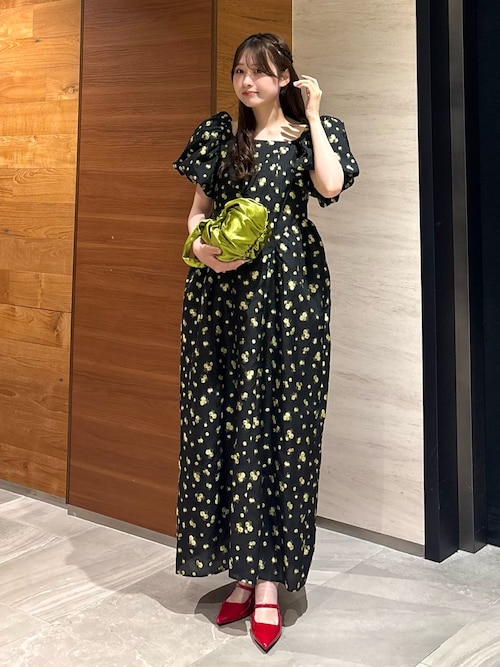 フラワージャガードフォルムドレス / flower jacquard forme dress