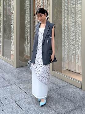 「アイテム（ドレス）」を使った、ANDRESD staffさん（レディース・160cm）の夏コーディネート