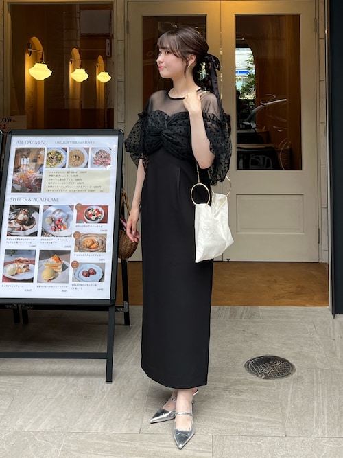 ANDRESD ドレス flocky dot one piece フロッキードット