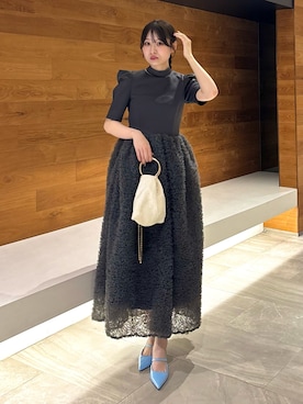 「ANDRESD（アンドレスド）のアクセントチョーカートップス / accent choker tops（シャツ/ブラウス、グレー系）」を使った、ANDRESD staffさん（レディース・160cm）の春コーディネート