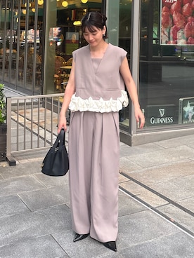 「アイテム（パンツドレス）」を使った、ANDRESD EC事業部さん（レディース・160cm）の夏コーディネート