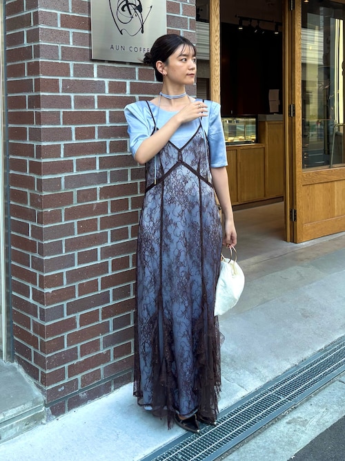 ANDRESD パーティードレス ドレス スパークルレースサテンドレス