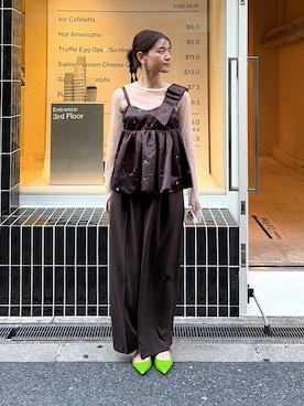 「アイテム（パンツドレス）」を使った、ANDRESD staffさん（レディース・160cm）の夏コーディネート