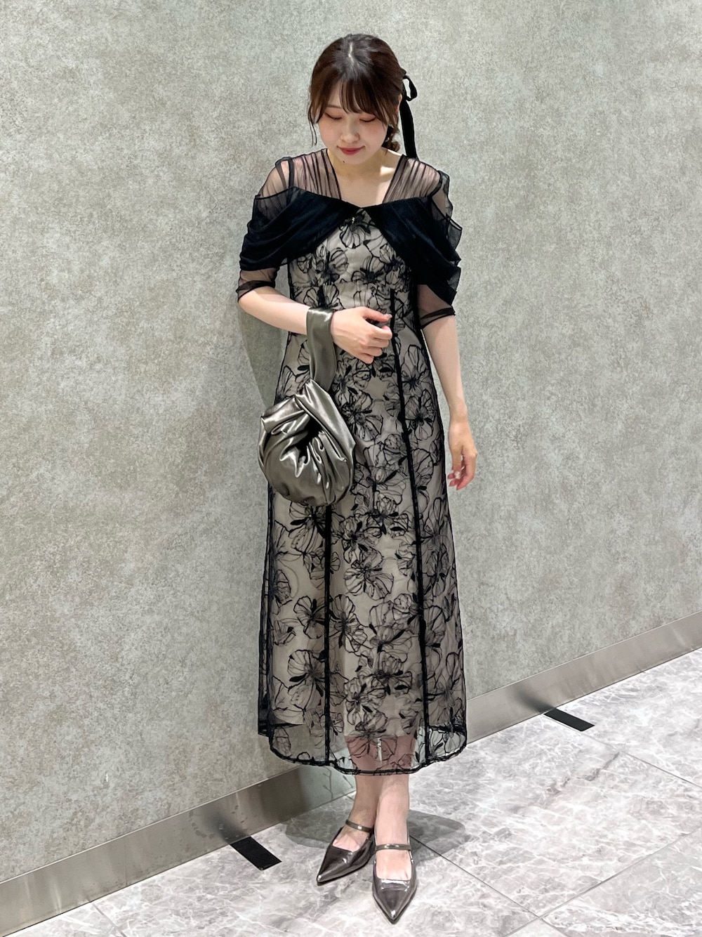 チュールドレープスパンコールドレス / tulle drape spangle dressを