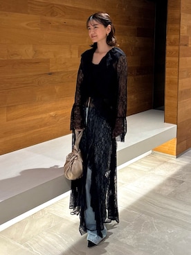 「ANDRESD（アンドレスド）のpointed toe shoes ポインテッドトゥシューズ（パンプス、ブラック系）」を使った、ANDRESD staffさん（レディース・160cm）の春コーディネート