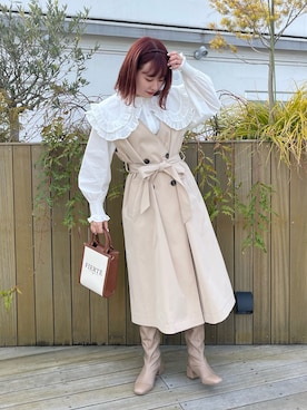「nice claup」｜「アイテム（トレンチコート）」を使った、mayuさん（レディース・160cm）の冬コーディネート