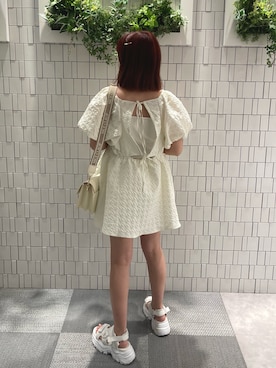 「one after another NICE CLAUP（ワンアフターアナザーナイスクラップ）のアイテム（その他シューズ）」を使った、mayuさん（レディース・160cm）の夏コーディネート