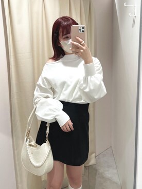 「one after another NICE CLAUP（ワンアフターアナザーナイスクラップ）のビジューボタンスカパン　2023SS（その他パンツ）」を使った、mayuさん（レディース・160cm）の冬コーディネート