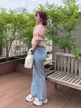「one after another NICE CLAUP（ワンアフターアナザーナイスクラップ）のアイテム（その他シューズ）」を使った、mayuさん（レディース・160cm）の夏コーディネート
