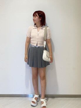 「one after another NICE CLAUP（ワンアフターアナザーナイスクラップ）のアイテム（その他シューズ）」を使った、mayuさん（レディース・160cm）の夏コーディネート