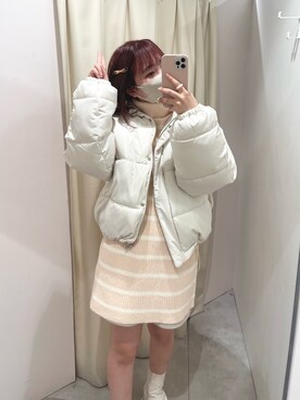 「one after another NICE CLAUP（ワンアフターアナザーナイスクラップ）の【フードの取り外し可能】マルチウェイエコダウンジャケット（ダウンジャケット/コート）」を使った、mayuさん（レディース・160cm）の冬コーディネート