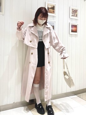 「フレンチガーリー」｜「アイテム（トレンチコート）」を使った、mayuさん（レディース・160cm）の冬コーディネート