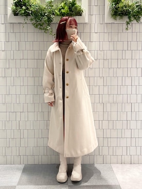 「nice claup」｜「アイテム（ステンカラーコート）」を使った、mayuさん（レディース・160cm）の秋コーディネート