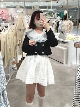 「フレンチガーリー」｜「アイテム（ブルゾン）」を使った、mayuさん（レディース・160cm）の春コーディネート